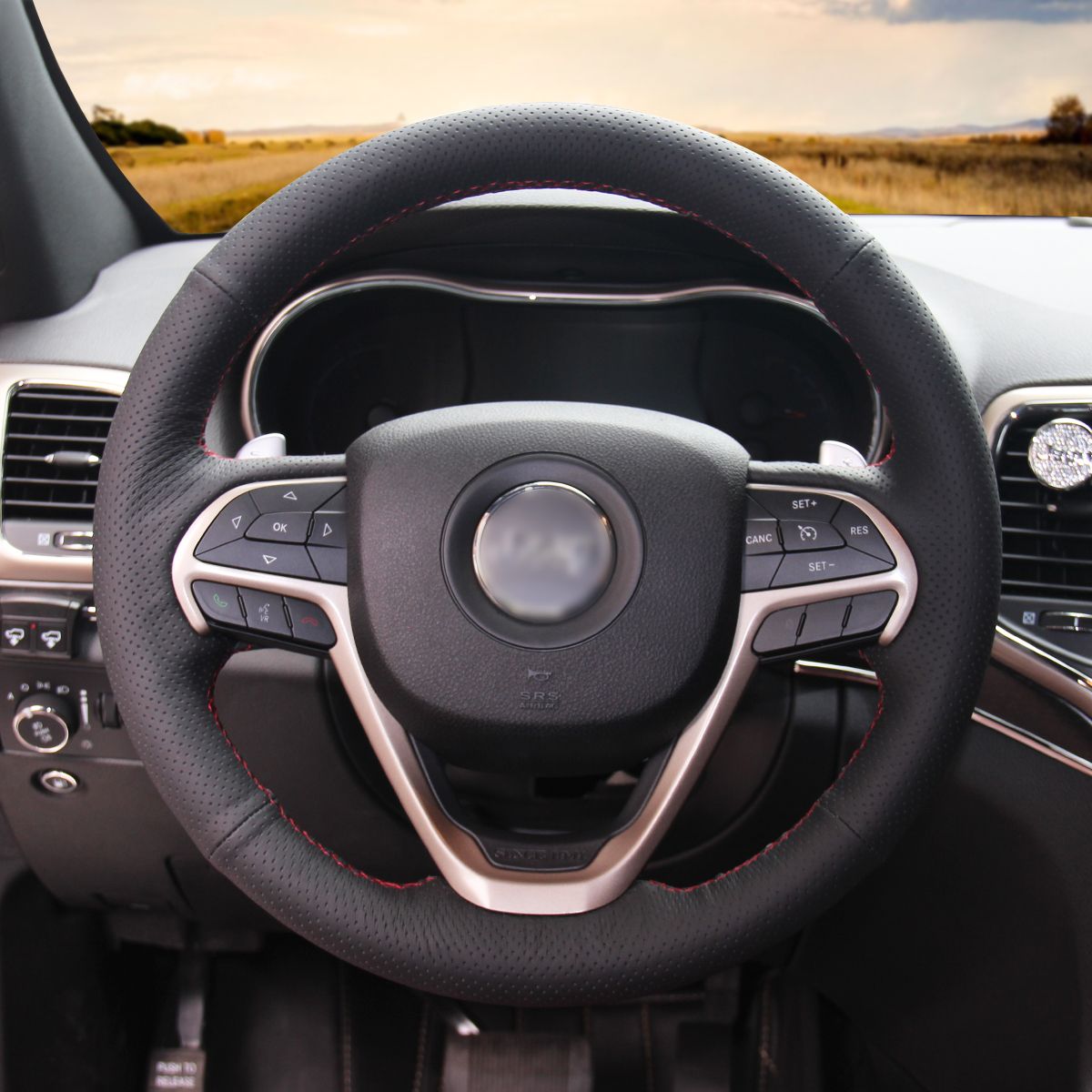 Loncky Auto Custom Fit OEM Black Genuine Leather Car Steering Wheel Cover for Jeep Grand 2014 Jeep Grand Cherokee Steering Wheel Removal